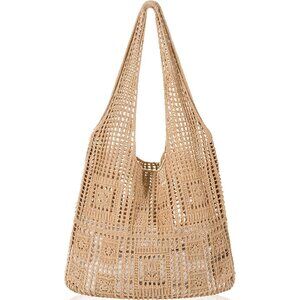 Women's Light Tan Shoulder Shopping Handbag Casual Travel Totes Fold Able Bags